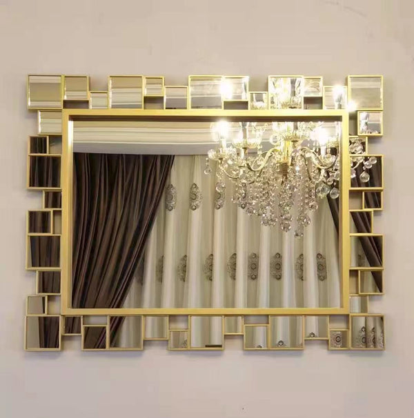 Decorative Wall Mirror with Gold Frame, Lightweight, High Quality Glass, Vertical Horizontal Orientation Hanging Wall Decor Gift-Sona Casa