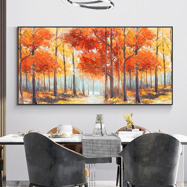 Original Abstract Tree Painting - Vibrant Orange and Yellow Canvas Art, Contemporary Wall Decor for Living Spaces, Thoughtful Birthday Gift by Sona Casa