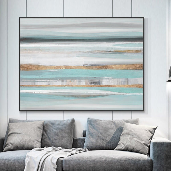 Original Painting on Canvas, Textured Seascape Abstract, Contemporary Office Wall Decor by Sona Casa