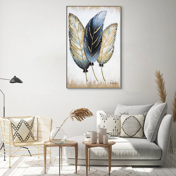 Wall Painting Feathers Hand Painted Oil Painting On Canvas Handmade Abstract Modern Vertical Wall Art Painting For Living Room | Home Decor by Sona Casa
