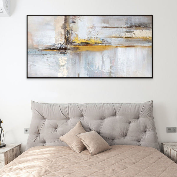 Abstract Painting on Canvas - Handmade Golden Yellow & Brown Textured Art for Living Room Decor, Unique Housewarming Gift by Sona Casa