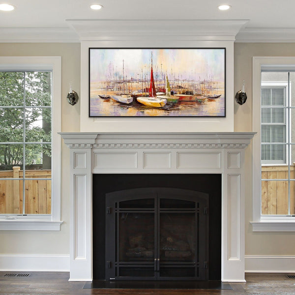 Original Art Sailboats Wall Art Extra Large Wall Art for Living Room Original Artwork Painting on Canvas Oil Painting for Home Wall Decor by Sona Casa