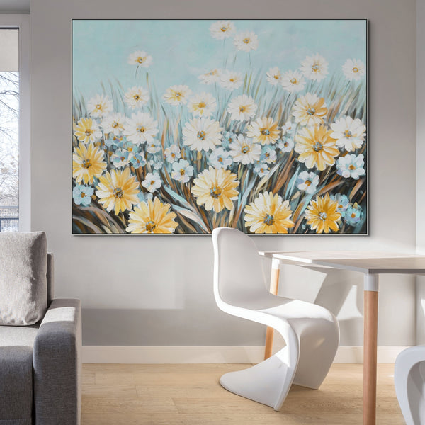 Floral Wall Art, Hand-Painted Spring Blossoms Painting, Large Canvas Wall Art for Living Room, Unique Housewarming Gift by Sona Casa