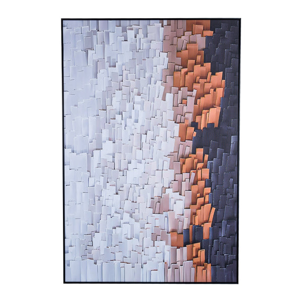 Brown And White Swirls 3D Abstract Minimalist Wall Art, Framed Wood Canvas For Living Room Mastery by Sona Casa