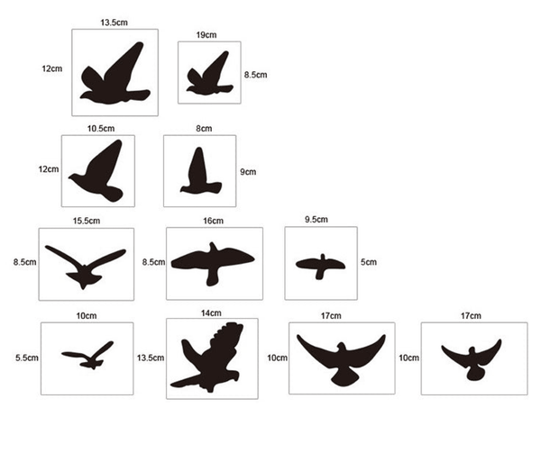 11 pcs Creative Flock Birds 3D Acrylic Mirror Stickers for Wall by Sona Casa