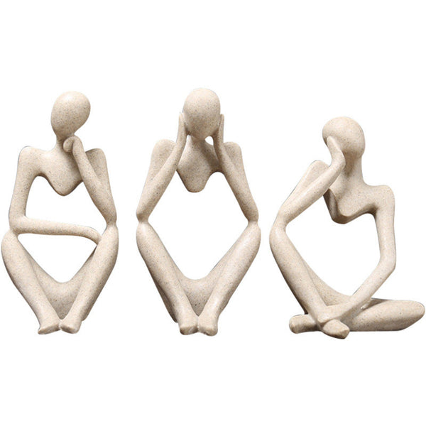 Decorative thinker statues, 3 pcs, tabletop decoration for home or office by Sona Casa