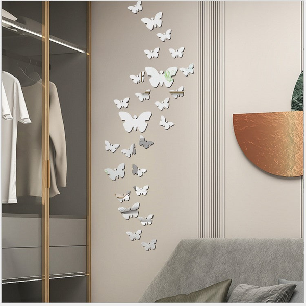 30 pcs DIY Acrylic Butterfly Mirror Wall Stickers for Home Decor by Sona Casa