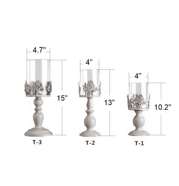 Retro Candle Holder Set, 15" 13" 10" Classy Tabletop Decorations by Sona Casa