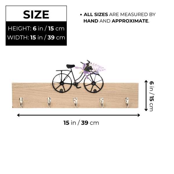 Wall Mounted Key Holder, 5 Hook Key Hangers, 6" Wooden Rack Organizer, Farmhouse Home Office Decor, Gifts by Sona Casa