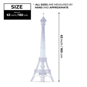 Tall Floor Lamp, Handcrafted 63" Eiffel Tower Paris Multicolor LED Light White Metal by Sona Casa
