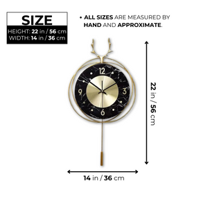 Vertical Gold and Black Silent Pendulum Wall Clock, 22" Modern Decorative Clock for Home, Office, Living Room, Bedroom by Sona Casa