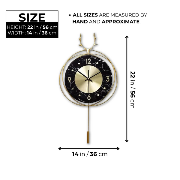 Vertical Gold and Black Silent Pendulum Wall Clock, 22" Modern Decorative Clock for Home, Office, Living Room, Bedroom by Sona Casa