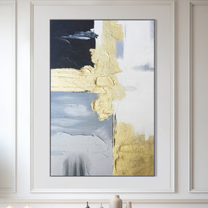 Golden Grey Wall Painting, 47" Abstract Textured Artwork, Living Room Decor by Sona Casa