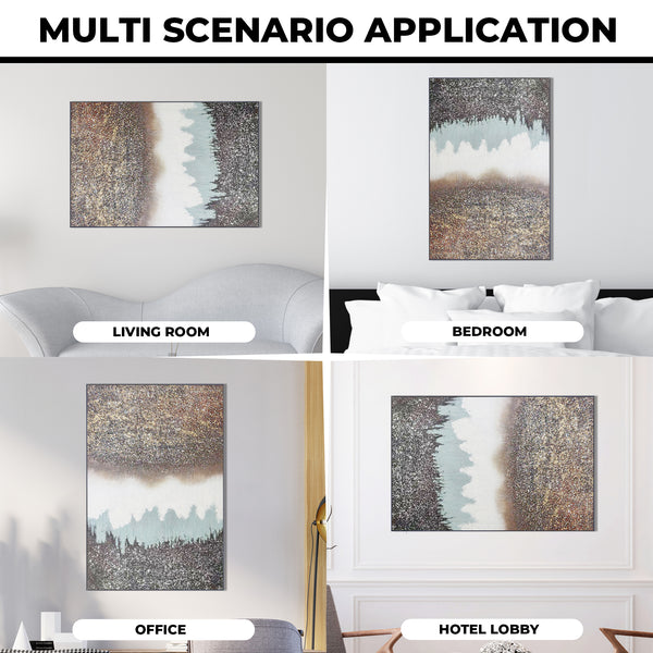 Handmade Black Brown Gray Textured Impasto Painting, 47" Wall Art Home Office Decor by Sona Casa