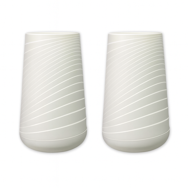 Set of 2 Tall White Indoor Decorative Planter, Modern Contemporary Self Watering Pot Home, Porch, Patio Decor Gifts-Sona Casa