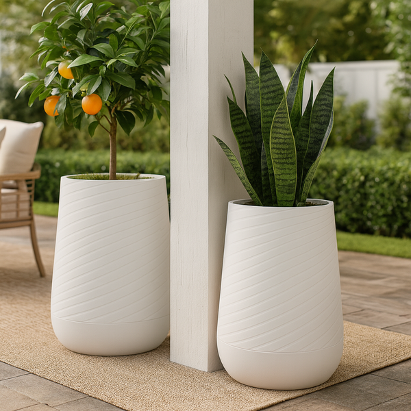 Set of 2 Modern Tall Indoor Self Watering Decorative Planter, 19 in Contemporary Flower Pot Home, Office Decoration, Gift-Sona Casa