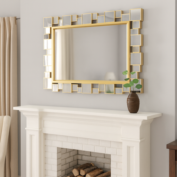 Decorative Wall Mirror with Gold Frame, Lightweight, High Quality Glass, Vertical Horizontal Orientation Hanging Wall Decor Gift-Sona Casa