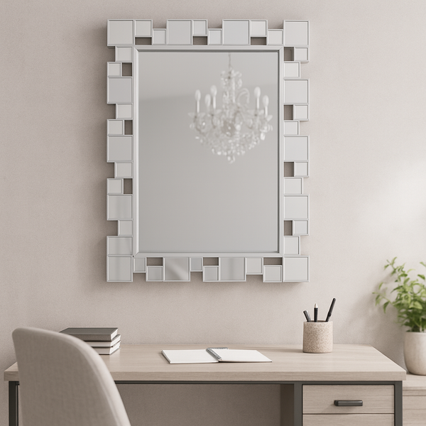 Modern Contemporary Silver Framed Decorative Mirror, Versatile Wall Mirror Living Room, Entryway, Bedroom Decor Gift-Sona Casa