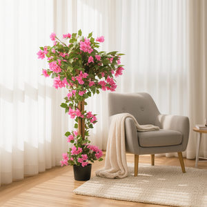 Artificial Bougainvillea Tree 4ft Pink Faux Bougainvillea Plant with Stable Base for Home & Office Decor, Housewarming Gift-Sona Casa