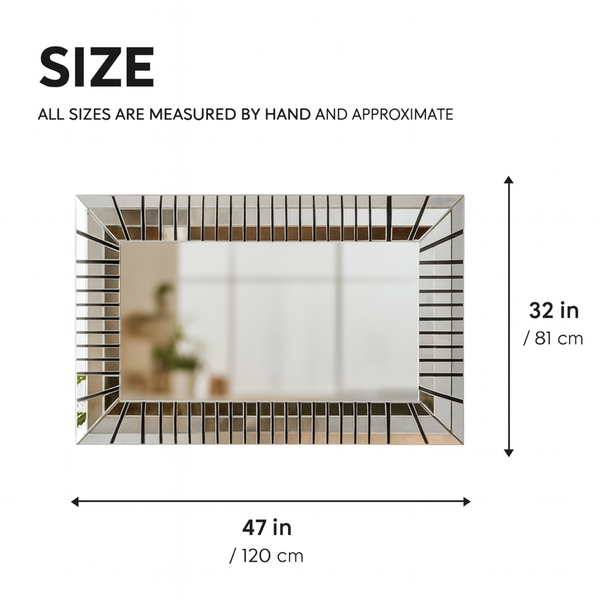 Large 4 ft Rectangular Glass Mirror, Modern Contemporary Horizontal Vertical Orientation, Decor Gift-Sona Casa