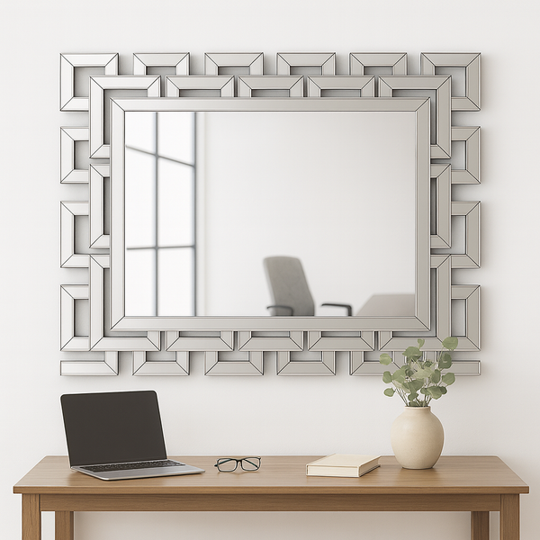 Large Luxury Decorative Glass Mirror 47 in Silver Frameless Wall Mirror for Home Office Decor, Gift-Sona Casa