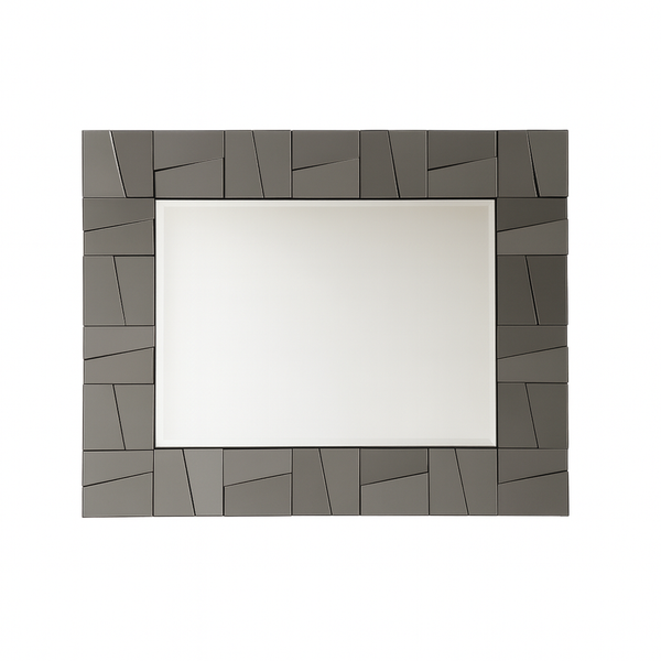 Extra Large 4 ft Grey Glass Mirror, Modern Block Design, Easy to Install Horizontal Vertical Orientation-Sona Casa