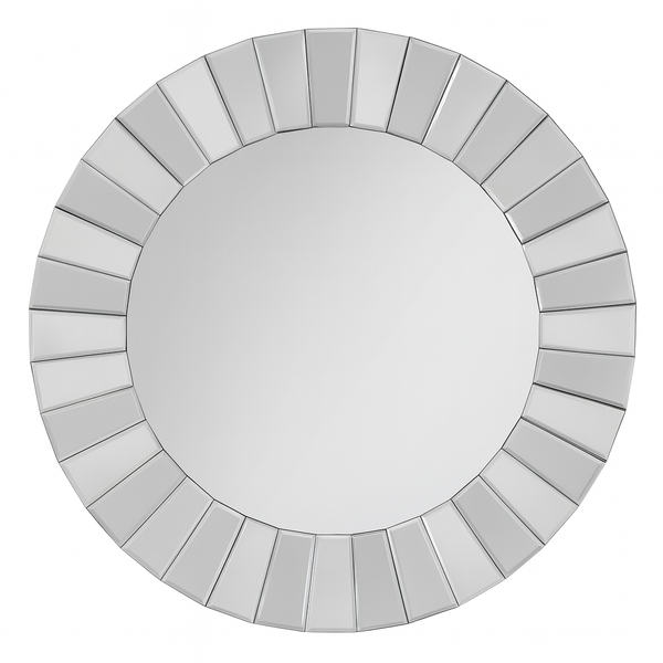 Large Round Silver Glass Mirror, Modern Frameless Wall Mirror, 80cm Diameter, Easy to Install Home Decor-Sona Casa