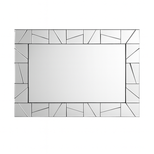 Extra Large 4 ft Silver Glass Mirror, Modern Block Design, Easy to Install Horizontal Vertical Orientation-Sona Casa