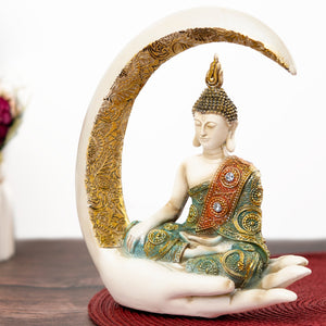 Mini Zen Buddha Statue, Rustic Polyresin, For Meditation Room Decor & Tabletop Feng Shui, Vintage Indian Spiritual Sculpture by Sona Casa