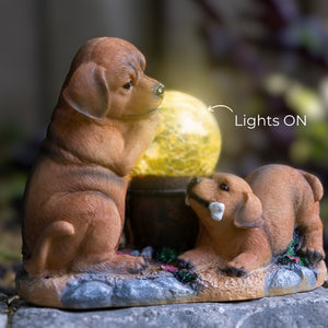 Solar Garden Dog Statue, Housewarming Gift For Dog Lovers, 9" Outdoor Decor by Sona Casa