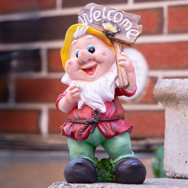 Welcoming Gnome Statue in Vibrant Colors, Weather-Resistant Garden Fairy Decor, Perfect for Front Door & Outdoor Ambiance by Sona Casa