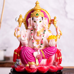 Large Ganesha Statue 23 cm, Polyresin, Multicolor Hindu God Decor For Home & Car by Sona Casa