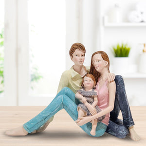 Family Figurine, 5" Father Mother Daughter Statue Modern Tabletop Decor by Sona Casa