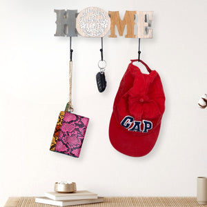 Rustic Farmhouse Wooden Key Holder Hanger, 3-Hook 11" Wide Wall Mount Organizer For Caps, Leashes, Keys, Home, Entryway Decor by Sona Casa