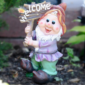 Weatherproof Gnome Welcome Statue, Garden Fairy Charm For Outdoor Grace by Sona Casa