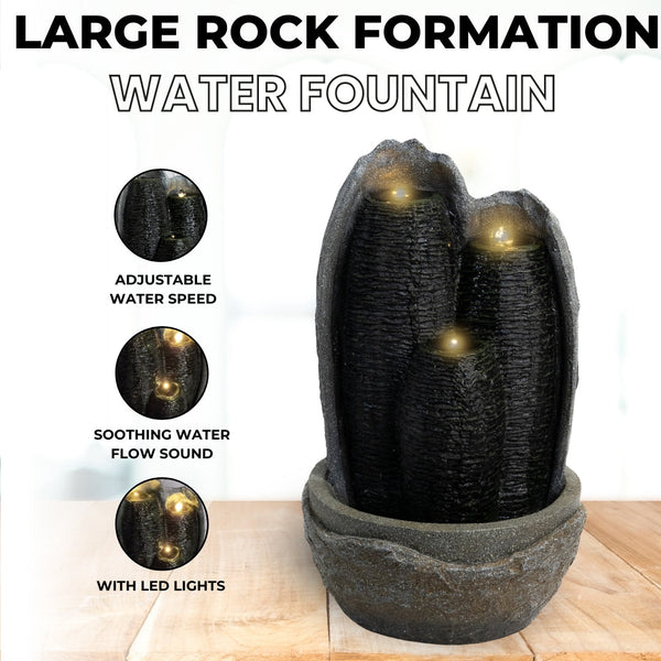 Majestic Oasis Mini Waterfall Fountain - Indoor Gray Stone Finish, LED Lights, Fiberglass & Polyresin, Perfect for Tabletop, Entryway, or Therapy Office Decor by Sona Casa