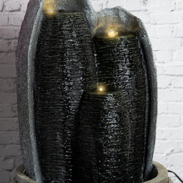 Majestic Oasis Mini Waterfall Fountain - Indoor Gray Stone Finish, LED Lights, Fiberglass & Polyresin, Perfect for Tabletop, Entryway, or Therapy Office Decor by Sona Casa