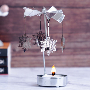 Silver Small 6" Metal Candle Holder with 1 Tealight Candle, Spinning Top, Diwali Gifts, Desk Altar Living Room Decor by Sona Casa