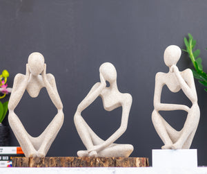 Decorative thinker statues, 3 pcs, tabletop decoration for home or office by Sona Casa