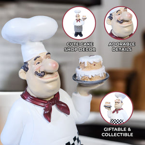 Decorative Polyresin Chef Statue, 10" Cafe Bakery Dining Kitchen Decor by Sona Casa