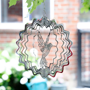Metal Hummingbird Garden Wind Spinner, 11" Kinetic Hanging Art Sculpture, Tree Patio, Garden Decor Yard Art, Unique Gifts by Sona Casa