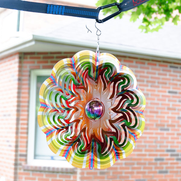 Metal Wind Spinner, Abstract Garden Art, 3D Kinetic Sculpture, Outdoor Hanging Decor for Patio, Tree, Lawn, Unique Gifts by Sona Casa