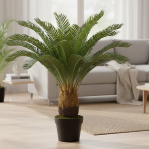 Artificial Sago Palm Plant, Indoor Home Office Decor, Realistic 83 cm Tropical Faux Cycas Plant with Stable Base-Sona Casa