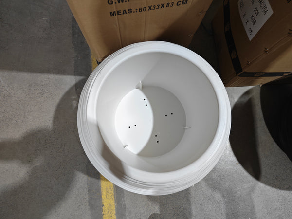 Set of 2 Round White Self Watering Plant Pot, Indoor Home, Office, Patio, Front Porch Decor, 18" Succulent Planter-Sona Casa