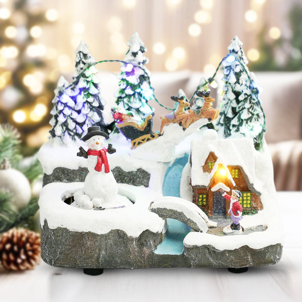 Christmas Village Set, Animated Figures, Musical Carousel, 6" Xmas Decor by Sona Casa