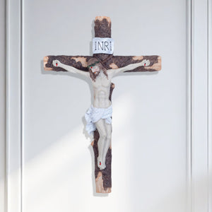 Jesus On Cross Wall Decor, 15" Crucifix Altar Decorative by Sona Casa
