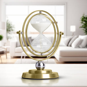 Elegant Gold And Glass 30-Minute Sand Timer - White Sand Desk Decor For Productivity, Yoga, And Gifts by Sona Casa