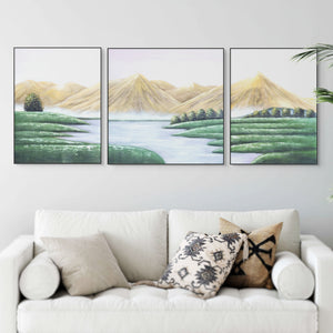 Mountain Canvas Large Scenery Painting, 79" Wall Art Decor Living Room by Sona Casa