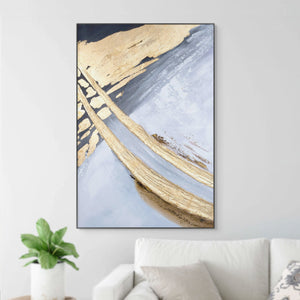 Abstract Large 3D Gold Black Wall Art, 47" Thick Textured Painting Decor by Sona Casa