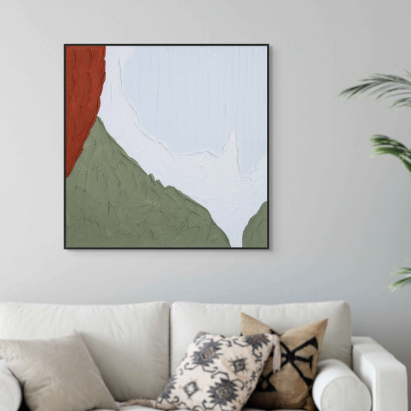 Minimalist 3D Abstract Impasto Art, 31" Thick-Textured Wood Canvas Decor by Sona Casa